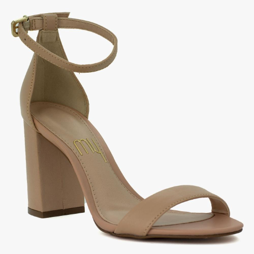 Sand Lia Feminina Couro Nude Salto Alto Grosso My Shoes No Shoptime