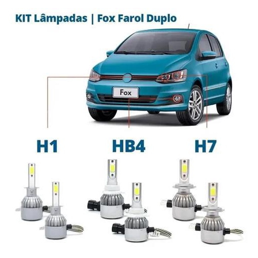 Kit Super Led Fox Farol Duplo 2010 16 Alto Baixo E Milha Submarino