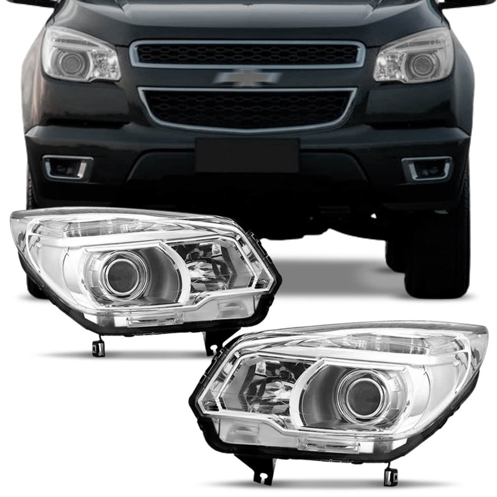 Farol S10 Trailblazer 2012 2013 2014 2015 2016 Cromado Foco Duplo