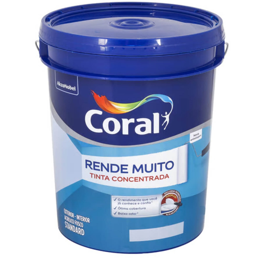 Tinta Acrílica Rende Muito Fosco 20 Litros Branca 5266120 coral no