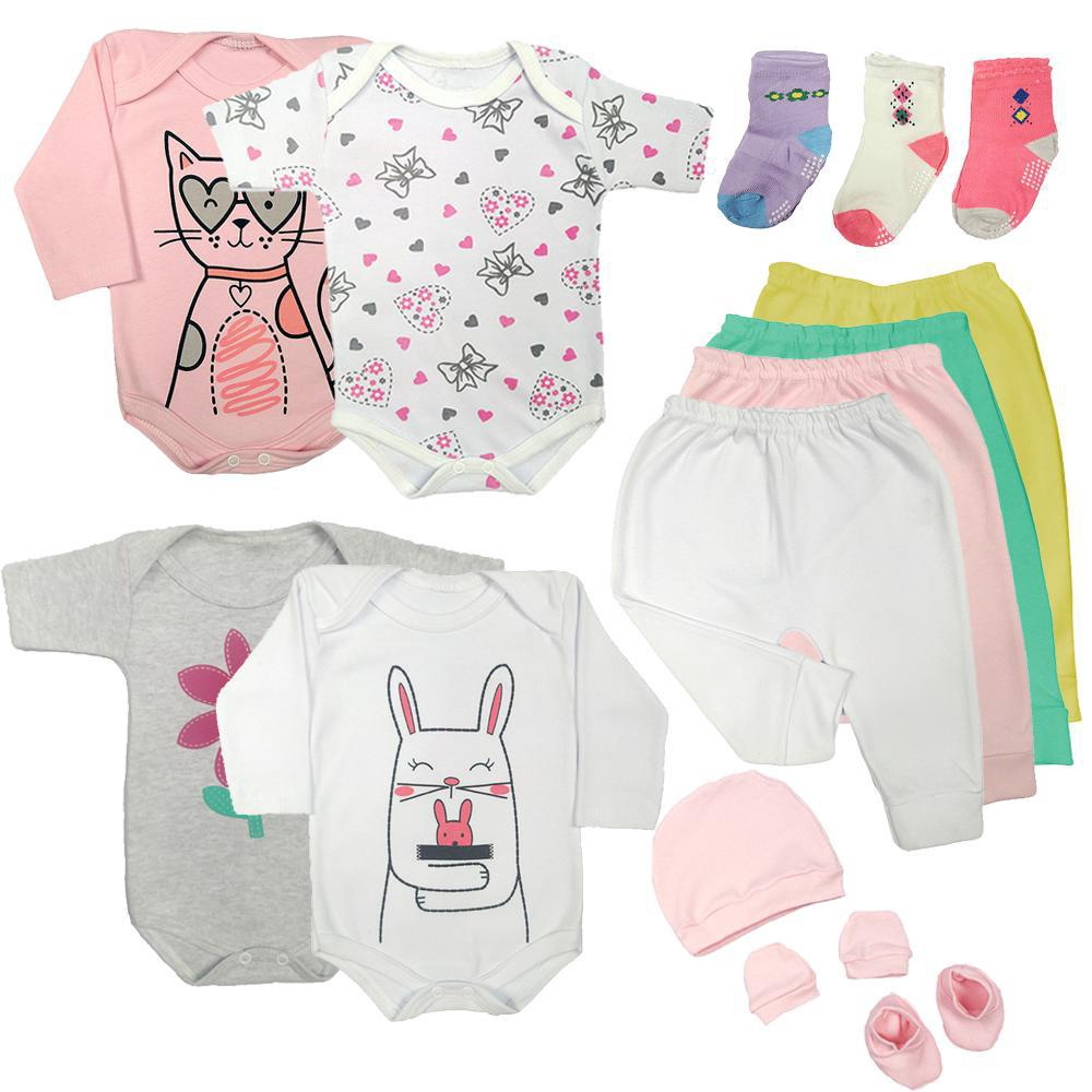 Kit Roupa De Bebe Maternidade 14 Peças Enxoval Body E Mijão Submarino