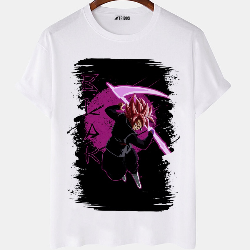 Camiseta Masculina Goku Black Foice Dragon Ball Camisa Blusa Branca