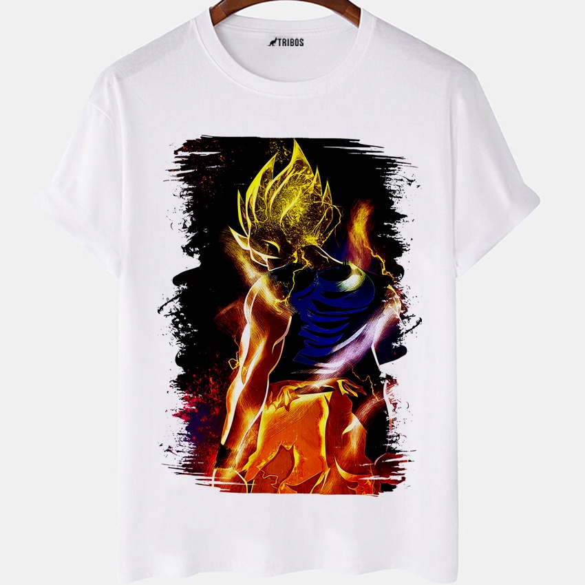 Camiseta Masculina Dragon Ball Super Sayajin Anime Art Camisa Blusa