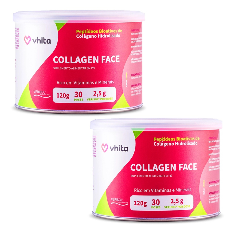 Kit 2 Collagen Face Peptídeos Bioativos de Colágeno Hidrolisado