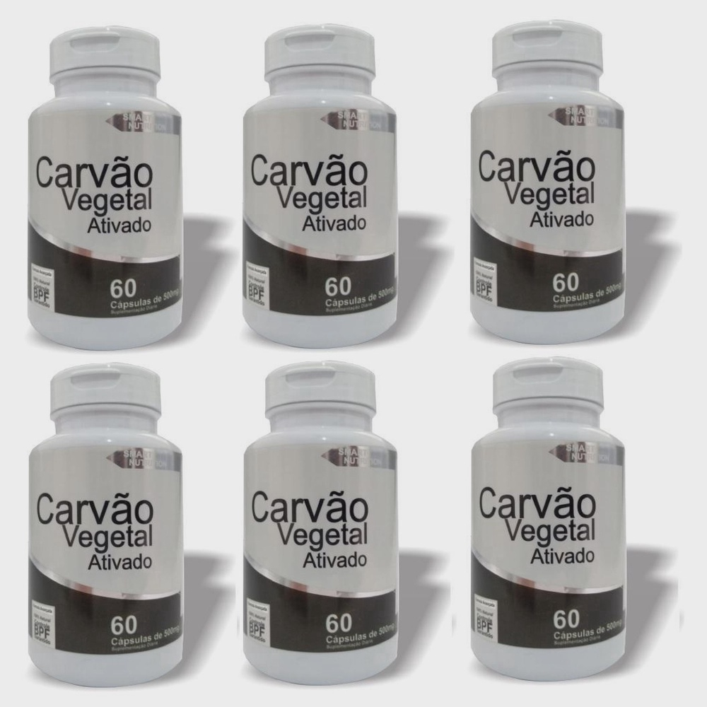 Kit 6 Carvão Vegetal Ativado 360 Cápsulas De 500Mg no Shoptime