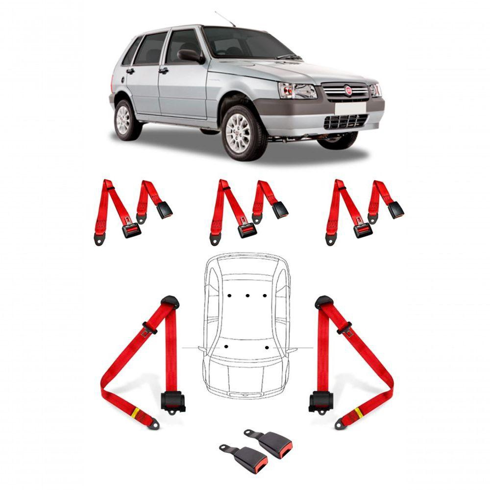 Conjunto Cinto De Segurança 5 Bancos Fiat Uno Mille Fecho Cor