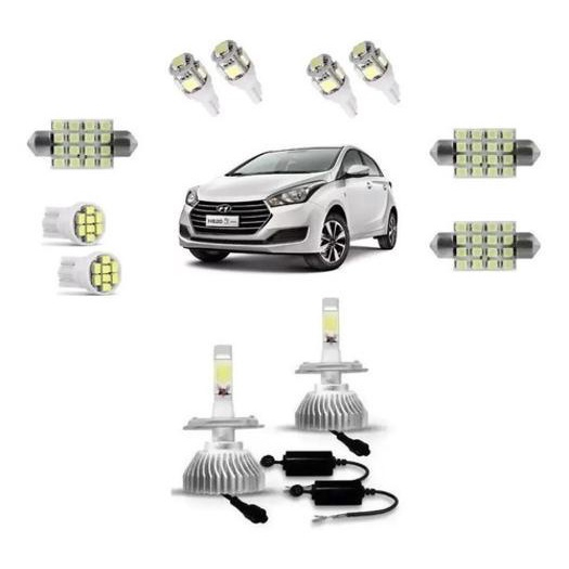 Kit Lampada Super Led Farol Alto E Baixo Leds Hyundai Hb20 Submarino