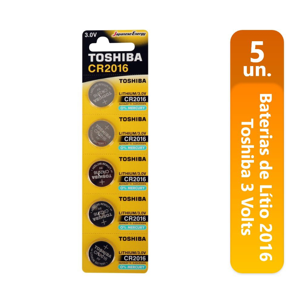 Pilha Bateria de Lítio Toshiba 2016 3 Volts Moeda Pilhas Botão Redonda