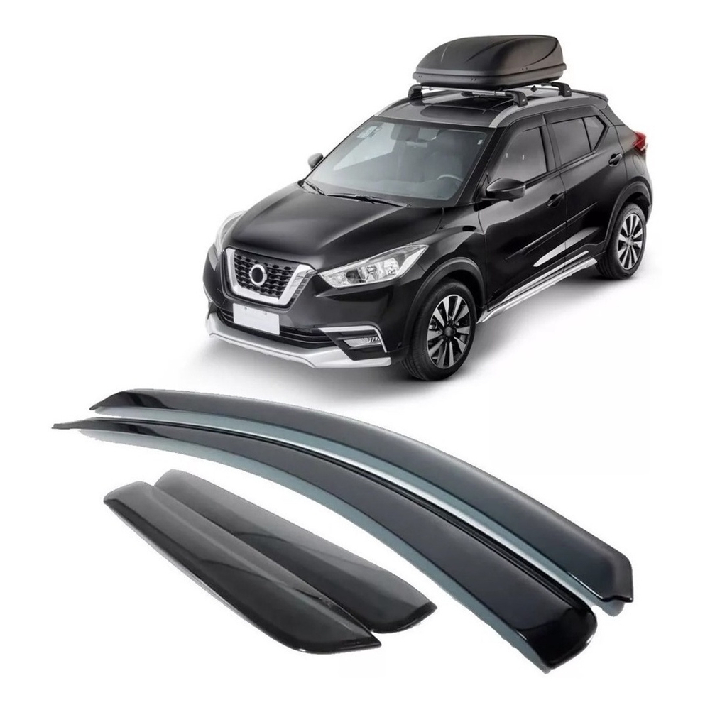 Defletor Calha De Chuva Nissan Kicks 4 Portas Tgpoli Preta Submarino