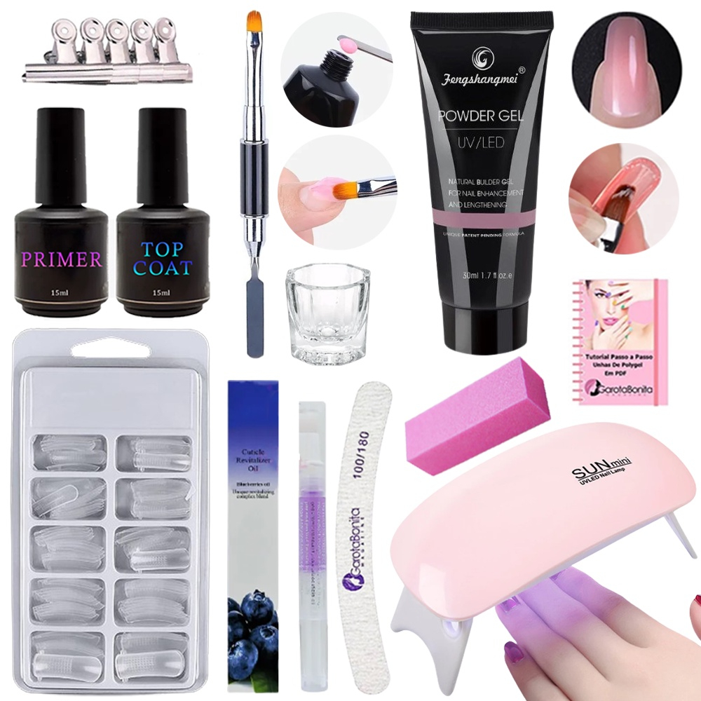 Kit Unha Gel Poligel Polygel Fengs Unhas Molde F Completo Submarino