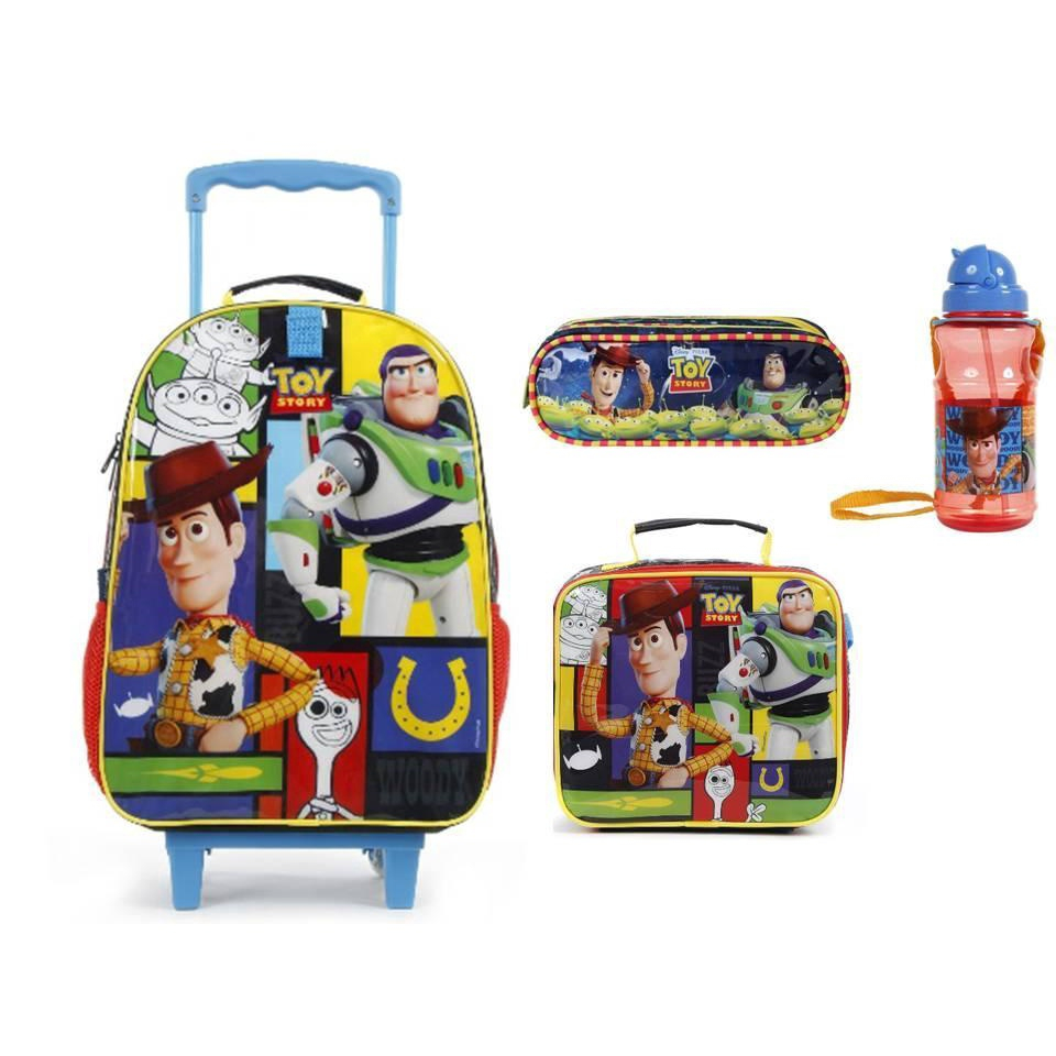 Kit Toy Story Mochila Rodinha Lancheira Estojo Garrafa Em