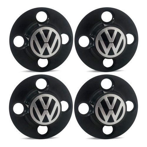 Jogo Calota Centro Roda Ferro Vw Saveiro G4 Emblema Bbs Preto Submarino