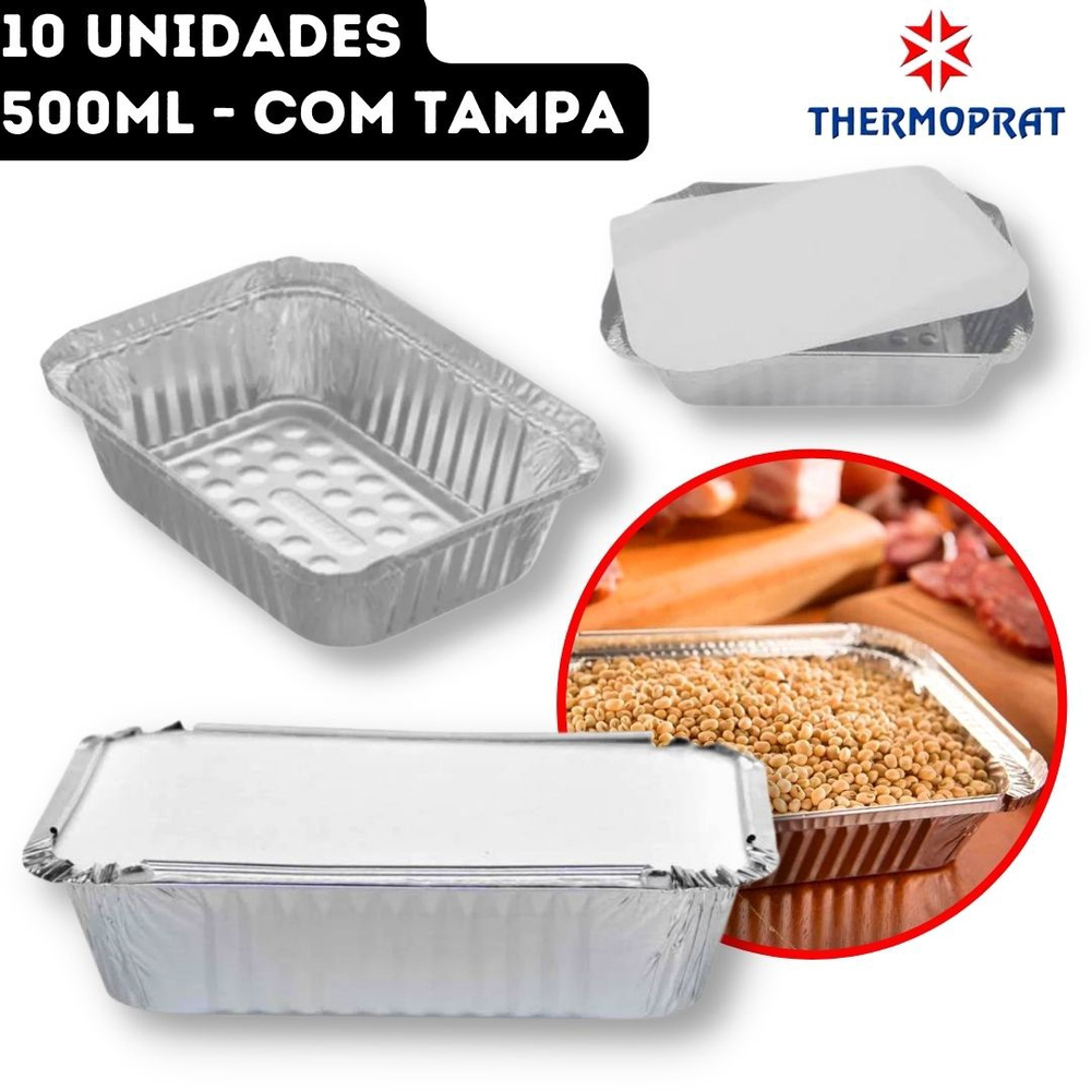 Bandeja Marmitinha Alum Nio Retangular Descart Vel Tampa Thermoprat