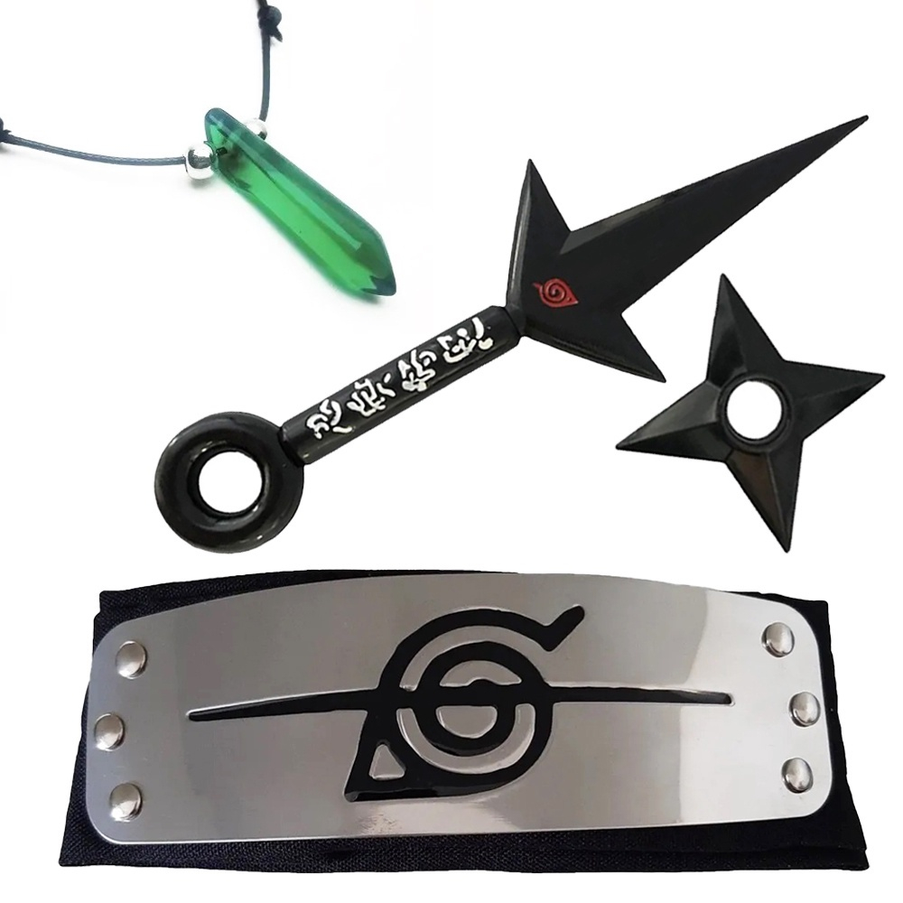 Kit Bandana Naruto Aldeia Da Folha Renegado Kunai Shuriken Minato E