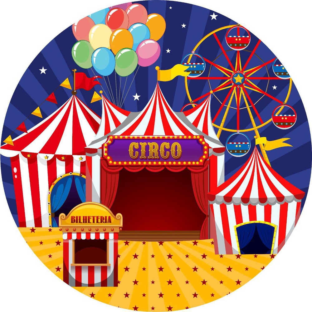 Painel Festa Tecido Redondo Sublimado D Circo Infantil No Shoptime