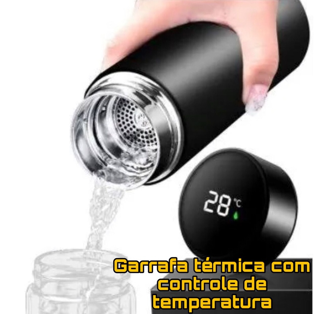 Garrafa Térmica Inox A Vácuo Termômetro Display Led 500 ml Bebida