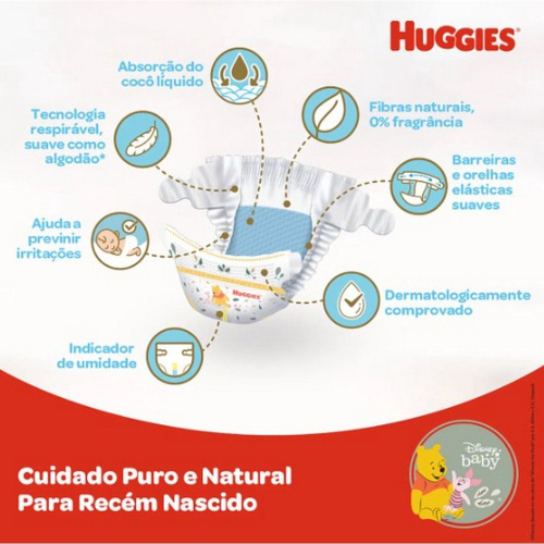 Fralda Descartável Huggies Natural Care rn Pacote 34 Unidade em