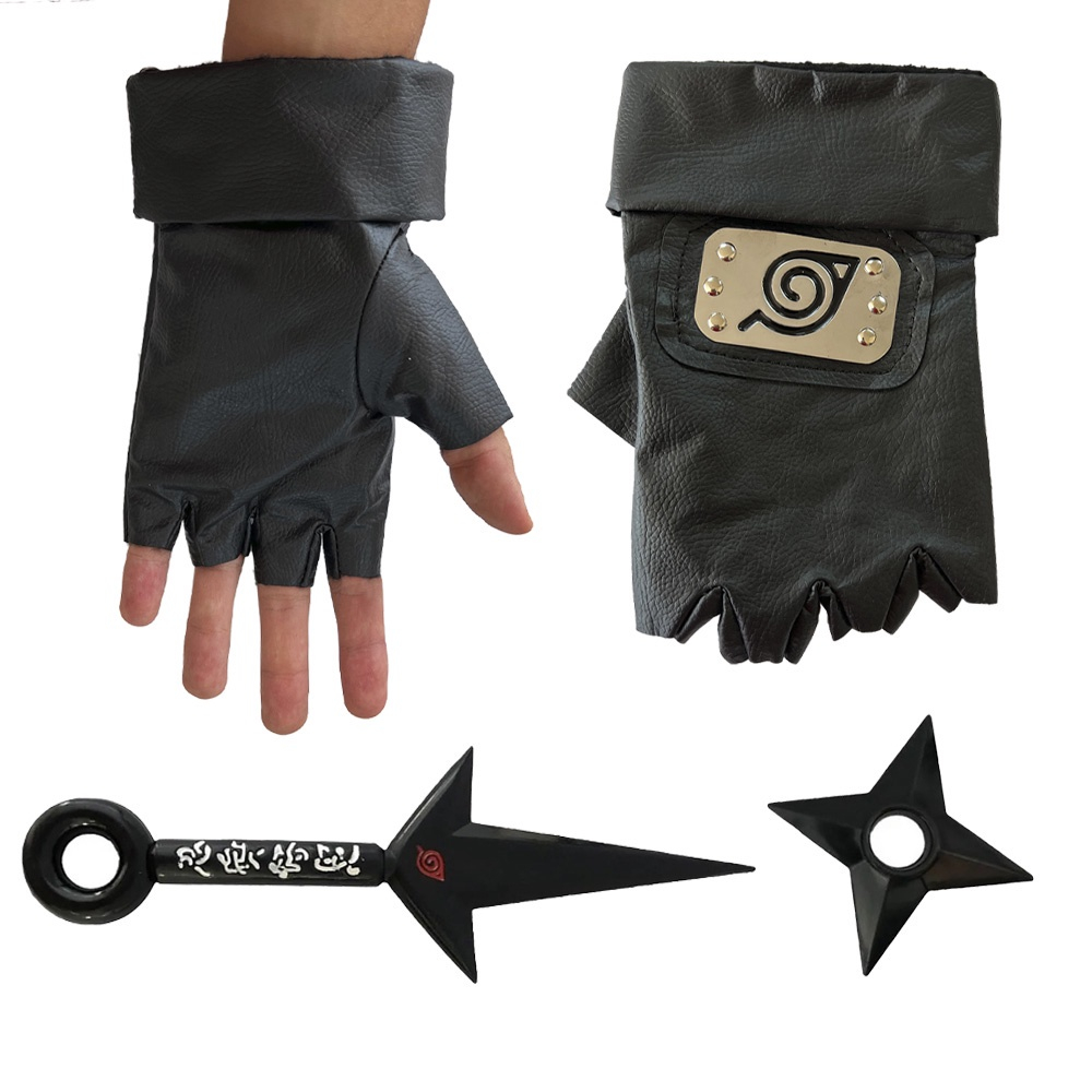 Kit Naruto Luva Couro Bandana Folha Kunai Minato E Shuriken No Shoptime