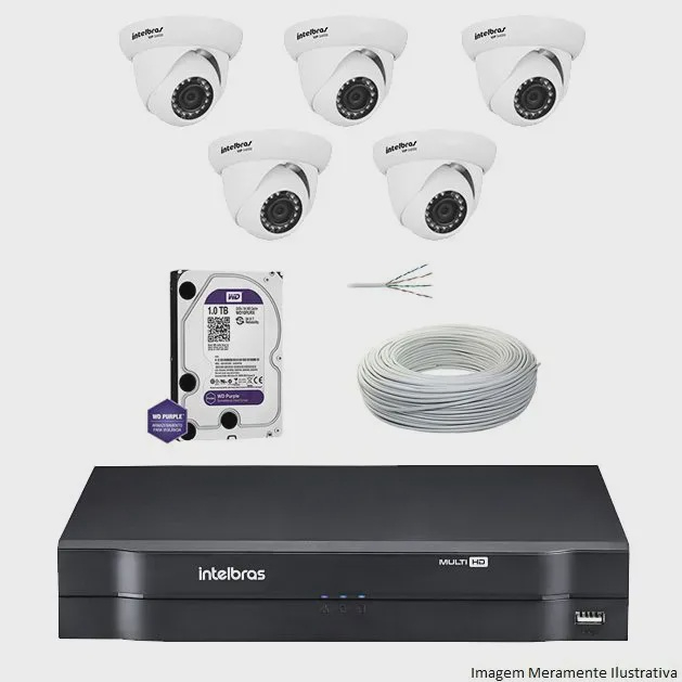 Kit Dvr Intelbras Canais Mhdx C Meras Ips Dome Vip S Hd Tb Wd