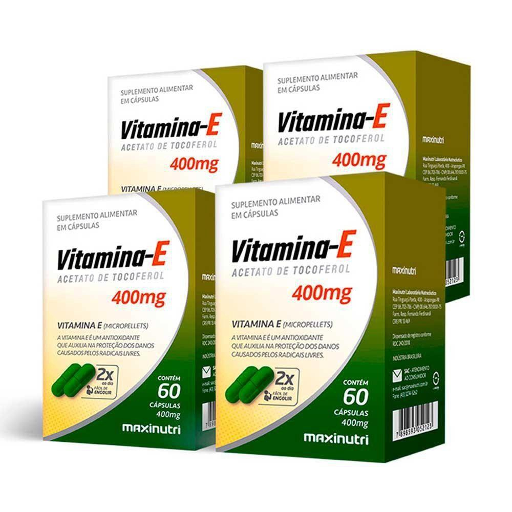 Kit 4x Vitamina E 400Mg 60 Cápsulas Maxinutri Submarino