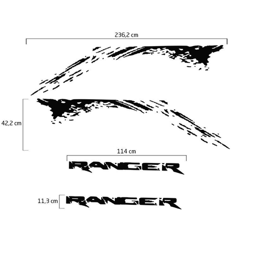 Kit Faixa Nova Ford Ranger Adesivo Lateral Preto Em Promo O