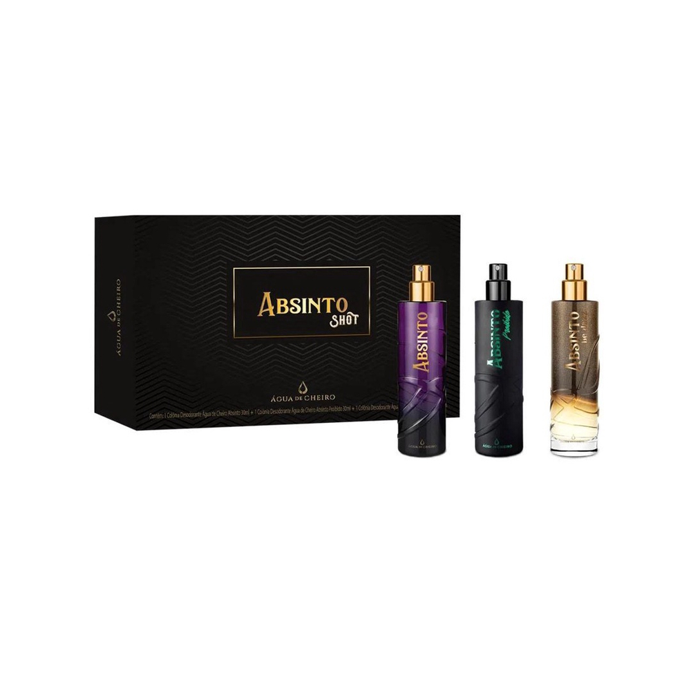 Kit Absinto Shot Feminino Água De Cheiro 3 Deo Colônias 30Ml Submarino