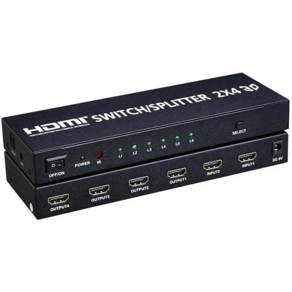 Splitter hdmi divisor 2 entrada X 4 saidas V1 4 3D 4K em Promoção