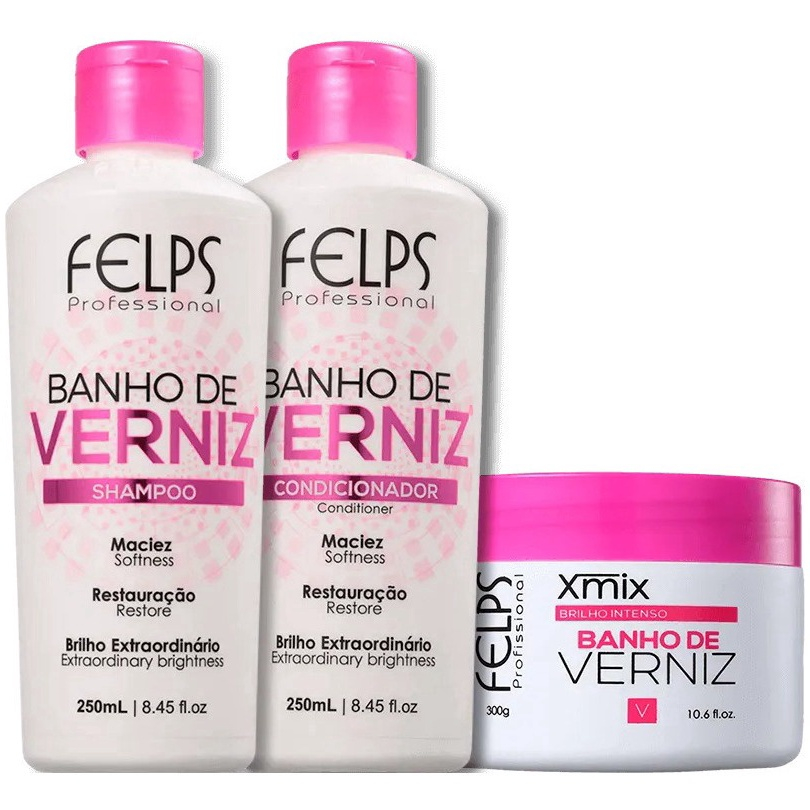 Kit Felps Banho De Verniz Sh 250 Cond 250 Mascara 300g Submarino