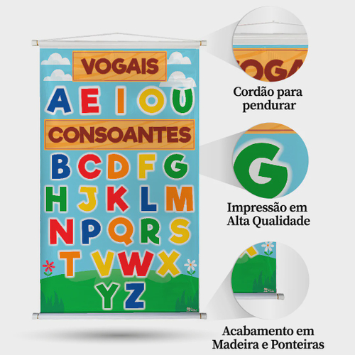 Material Vogais Consoantes Escolar Pedagógico Infantil em Promoção na