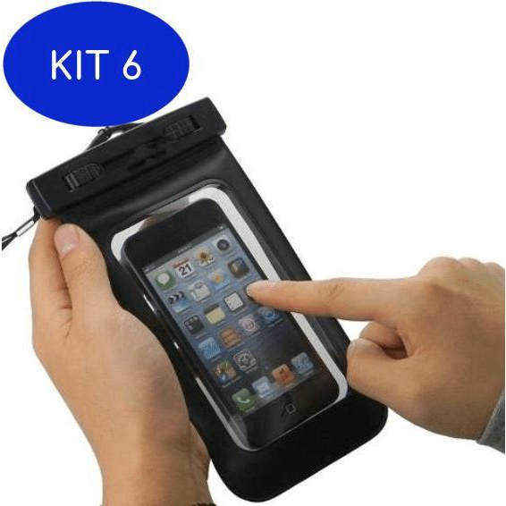 Kit 6 Case Estanque Bolsa Capa A Prova Dágua Celular Universal em