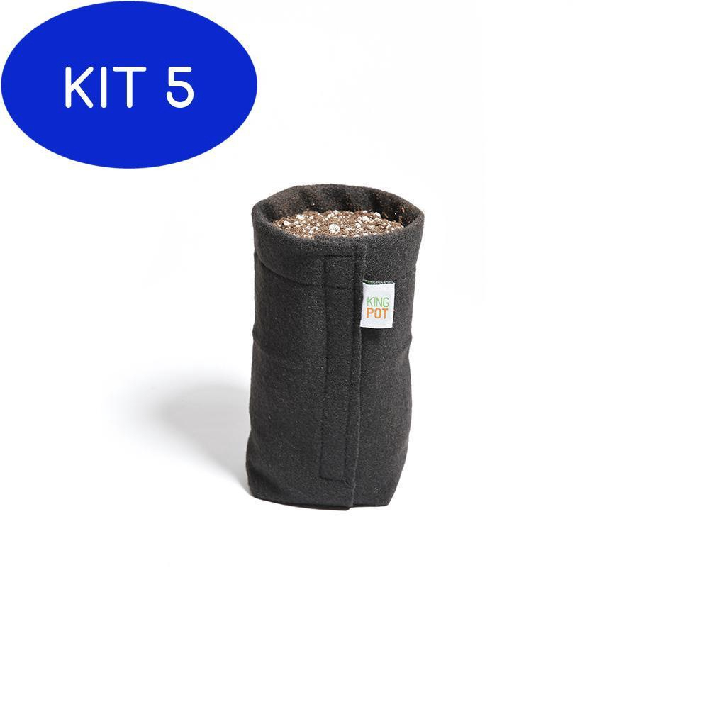 Kit 5 Vaso Plantas E Flores 1 Litro Feltro Transplante Fácil Preto no