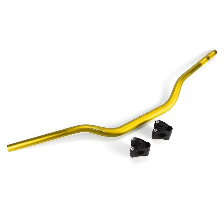 Guidão Moto Vyrus Fat Bar Off Road Alto Adaptador Dourado Submarino