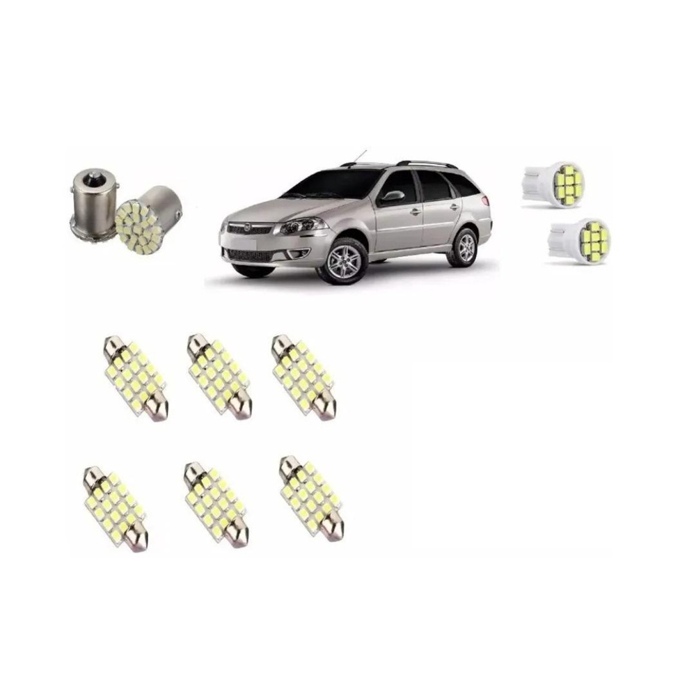 Kit Lâmpada Led Fiat Palio Weekend G4 Pingo Ré Placa Teto em Promoção