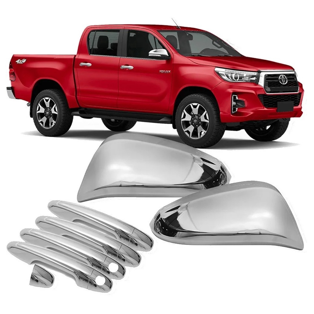 Aplique Capa Cromada Retrovisor Maçanetas Toyota Hilux 2022 no Shoptime