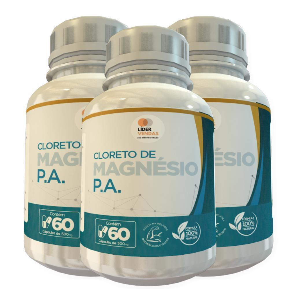 Cloreto De Magnésio p A 500Mg 60 Cápsulas Kit 3 Potes Submarino