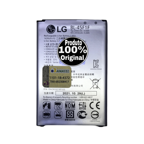 Bateria LG Bl45f1f K9 X210 X230ds K4 K8 2017 X240 Org em Promoção