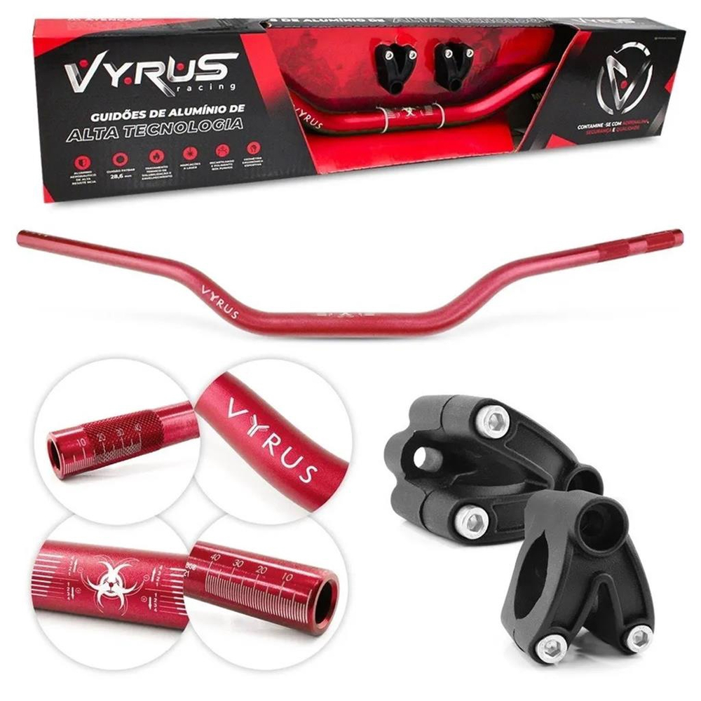 Guidao Vyrus Guidon Alto Xre 300 Bros Lander Crf Fat Bar Vermelho