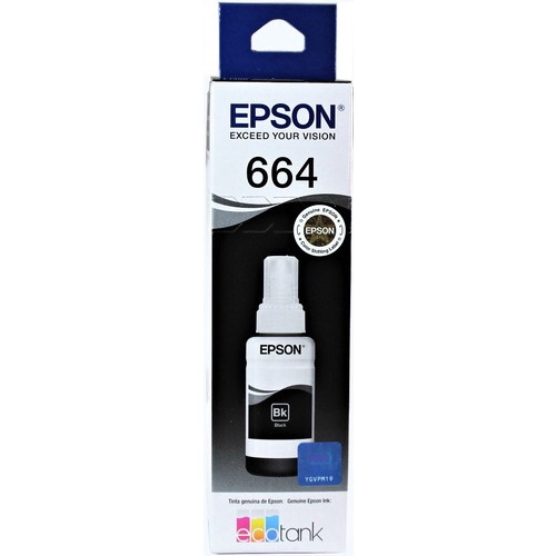 Refil Garrafa Tinta Preta Epson Ecotank Original T664 Submarino