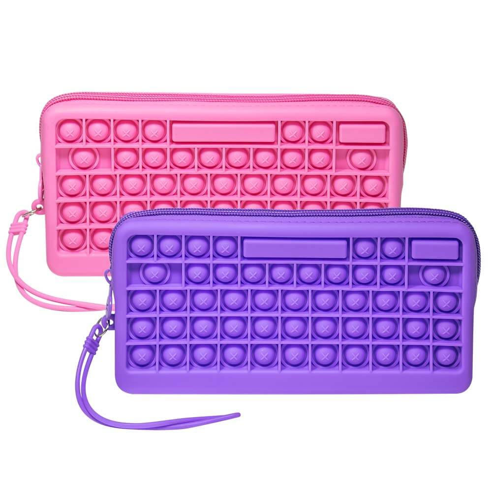 Estojo Escolar Antiestres Teclado Pop It Poosh Em Silicone Dac Em