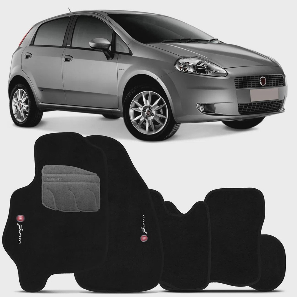 Jogo Tapete Fiat Punto 2007 2008 2009 2010 2011 2012 Carpete Preto