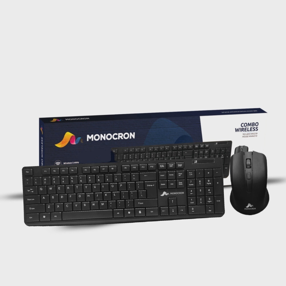 Monocron Combo Teclado E Mouse Sem Fio De Entrada Multim Dia Usb