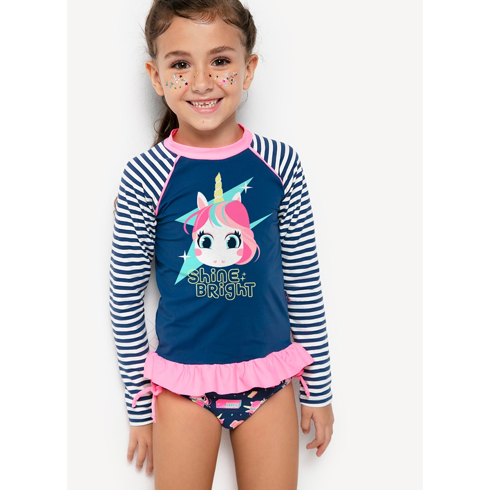 Conjunto Camiseta E Calcinha Prote O Solar Menina Unic Rnio Shine