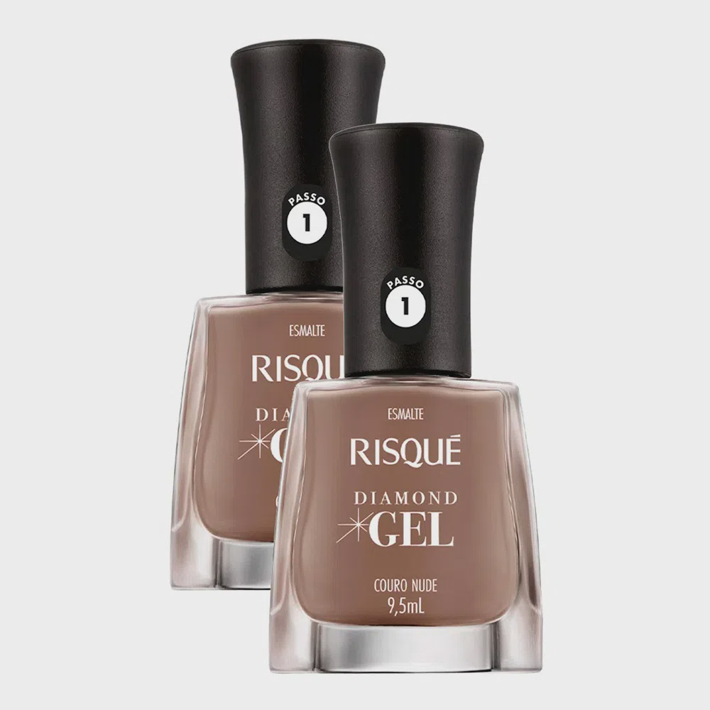 Esmalte Risqué Diamond Gel Cor Couro Nude 9 5ml Kit duas unidades