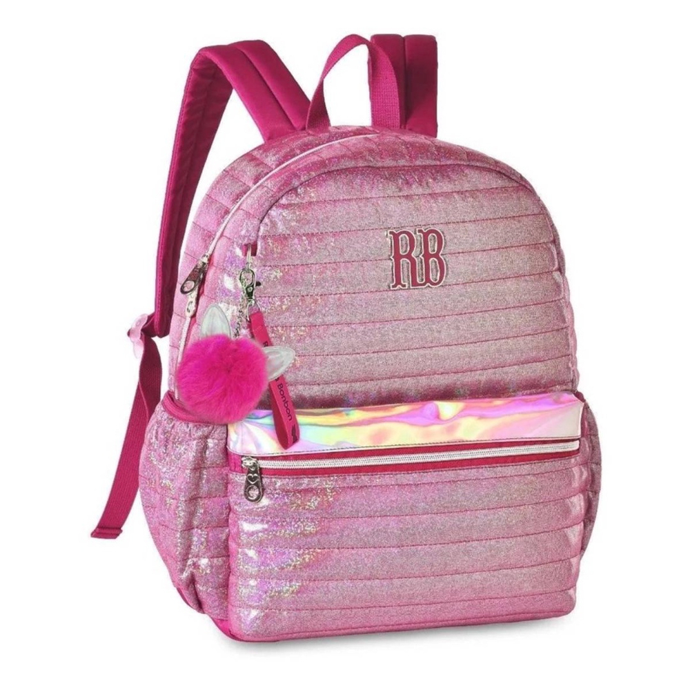 Mochila Costas Juvenil Glitter Metalizada Rebecca Bonbon No Shoptime