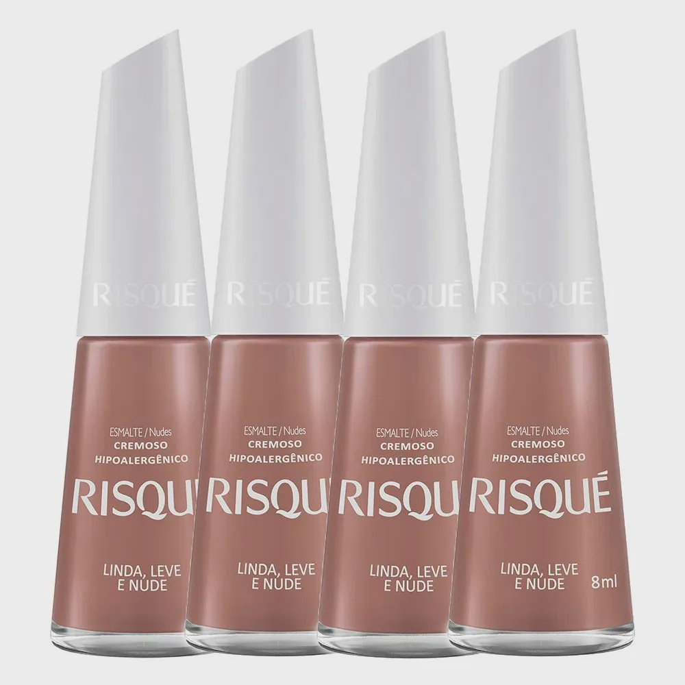 Esmalte Risqu Cor Linda Leve E Nude Ml Kit Quatro Unidades No