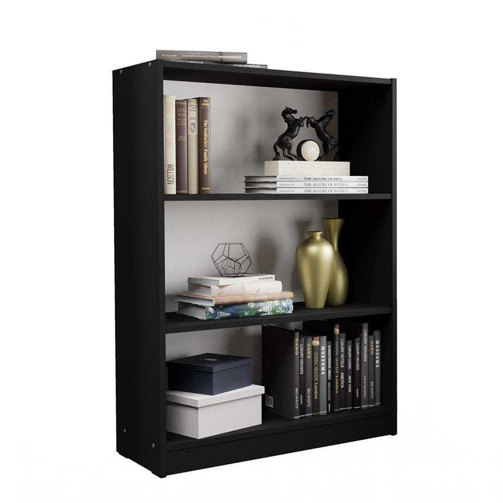 Estante Para Livros Home Sala Madesa 6907 3 Nichos Preto No Shoptime