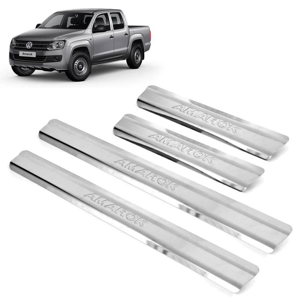 Soleira Inox Cromada Alto Relevo Amarok Cabine Dupla 2015 No Shoptime