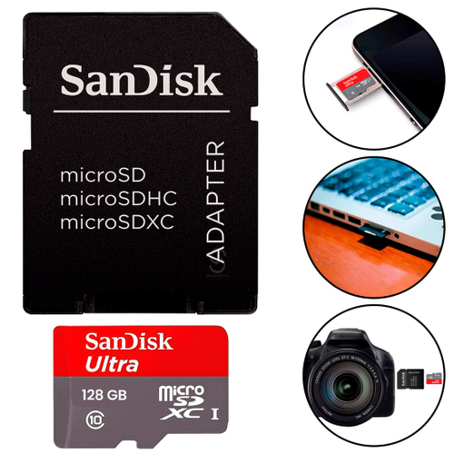 Cart O De Mem Ria Sandisk Gb Micro Sd Ultra Adaptador Em