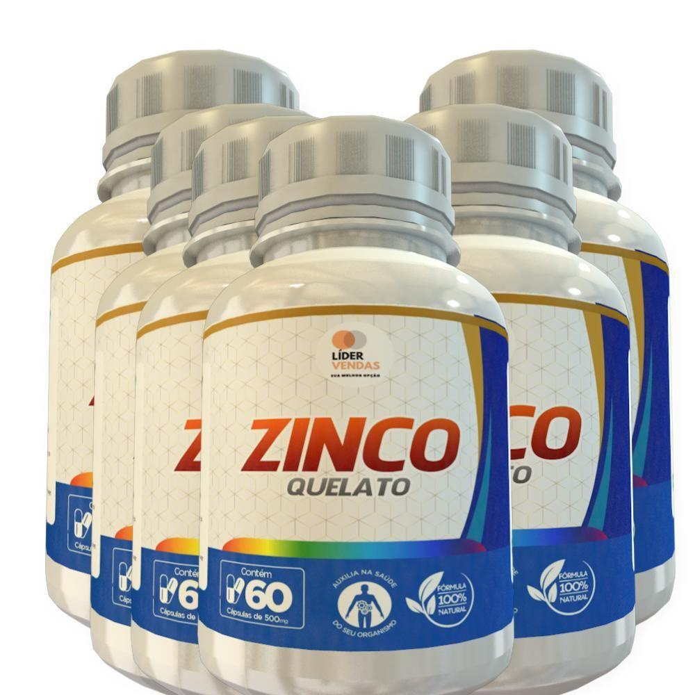 Zinco Quelato 500Mg 60 Cápsulas Kit 6 Potes no Shoptime