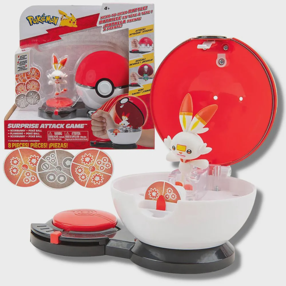 Boneco Pokemon Scorbunny Pokebola Figura Ataque Surpresa Submarino